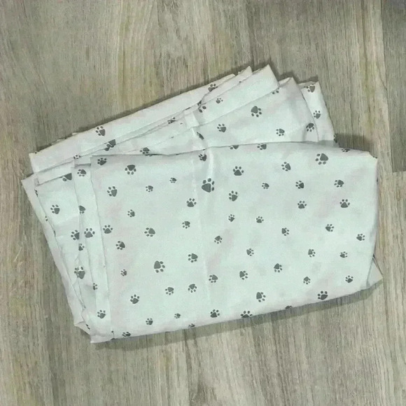 Other - 84” Semi Sheer Kids Window Curtains White Gray Paw Print 2 Panels Polyester